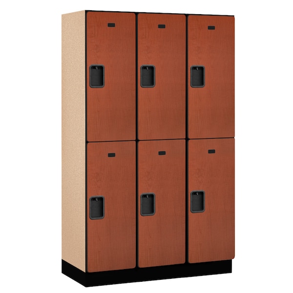 Wardrobe Locker, 45" W, 18" D, 76" H, (3) Wide, (6) Openings, Cherry